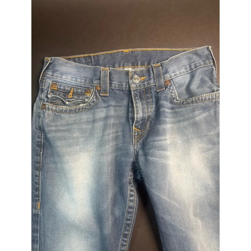 True‎ Religion Mens Jeans 32x26 Straight Leg Blue Denim World Tour Flap Joey Y2K